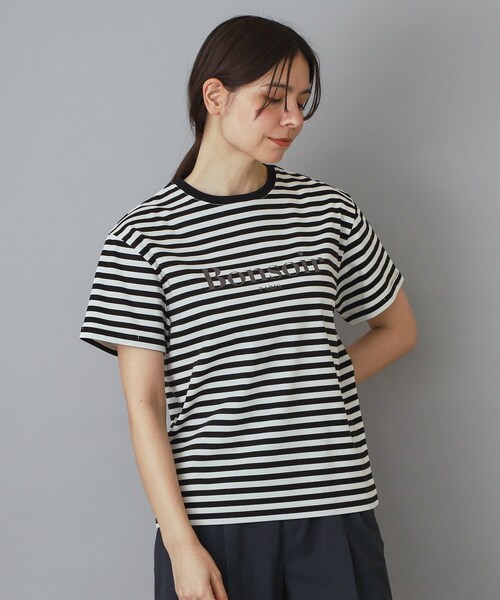 DRESSTERIOR(ドレステリア)の「【接触冷感/抗菌防臭/消臭】アイスクリアコットンBonsoirロゴボーダーTシャツ(Tシャツ/カットソー・レディース・ブラック系2・38/36/34)」の11枚目の写真