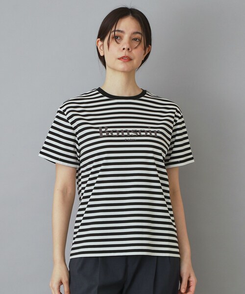 DRESSTERIOR(ドレステリア)の「【接触冷感/抗菌防臭/消臭】アイスクリアコットンBonsoirロゴボーダーTシャツ(Tシャツ/カットソー・レディース・ブラック系2・38/36/34)」の12枚目の写真