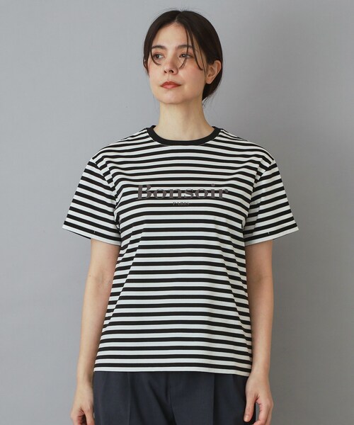DRESSTERIOR(ドレステリア)の「【接触冷感/抗菌防臭/消臭】アイスクリアコットンBonsoirロゴボーダーTシャツ(Tシャツ/カットソー・レディース・ブラック系2・38/36/34)」の13枚目の写真