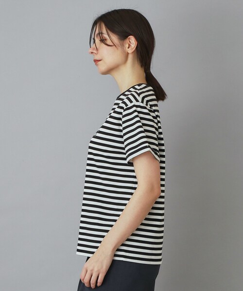 DRESSTERIOR(ドレステリア)の「【接触冷感/抗菌防臭/消臭】アイスクリアコットンBonsoirロゴボーダーTシャツ(Tシャツ/カットソー・レディース・ブラック系2・38/36/34)」の14枚目の写真