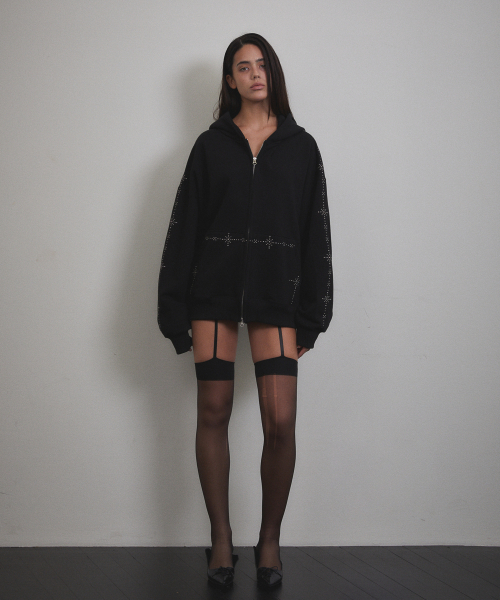 VOONT（ブント）の「Stud Line Hood Zip-up (BLACK)（パーカー・レディース・ブラック・OS）」の13枚目の写真