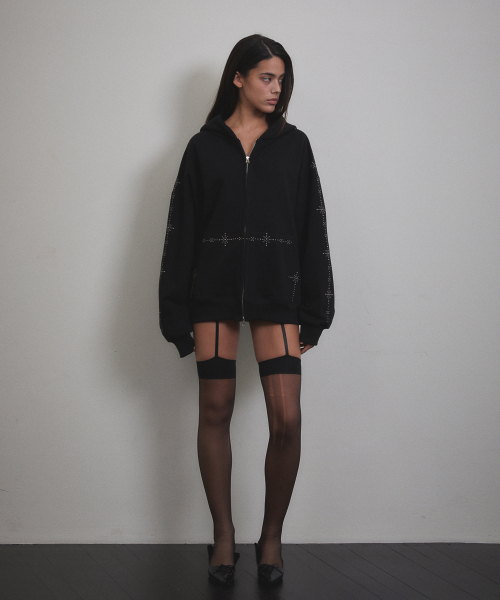 VOONT（ブント）の「Stud Line Hood Zip-up (BLACK)（パーカー・レディース・ブラック・OS）」の12枚目の写真