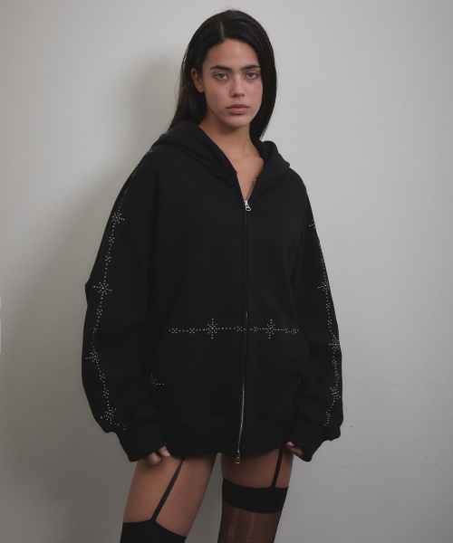VOONT（ブント）の「Stud Line Hood Zip-up (BLACK)（パーカー・レディース・ブラック・OS）」の9枚目の写真