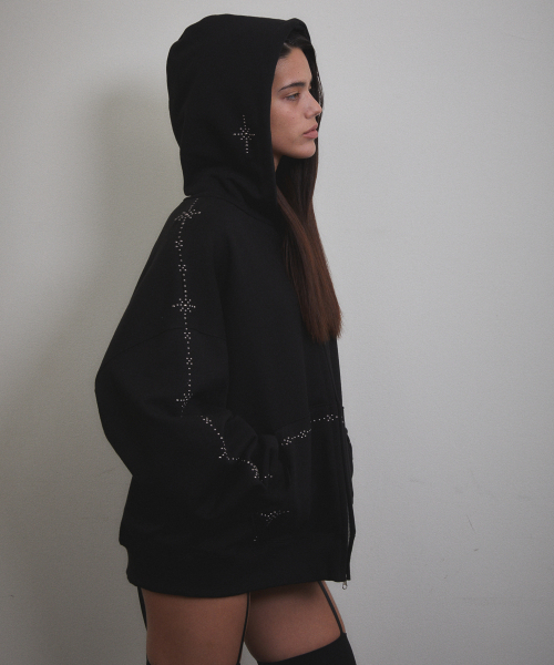 VOONT（ブント）の「Stud Line Hood Zip-up (BLACK)（パーカー・レディース・ブラック・OS）」の7枚目の写真