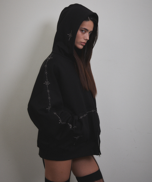 VOONT（ブント）の「Stud Line Hood Zip-up (BLACK)（パーカー・レディース・ブラック・OS）」の6枚目の写真