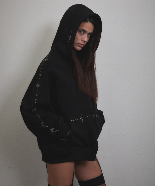 VOONT（ブント）の「Stud Line Hood Zip-up (BLACK)（パーカー・レディース・ブラック・OS）」の5枚目の写真