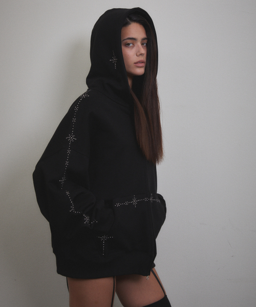 VOONT（ブント）の「Stud Line Hood Zip-up (BLACK)（パーカー・レディース・ブラック・OS）」の3枚目の写真