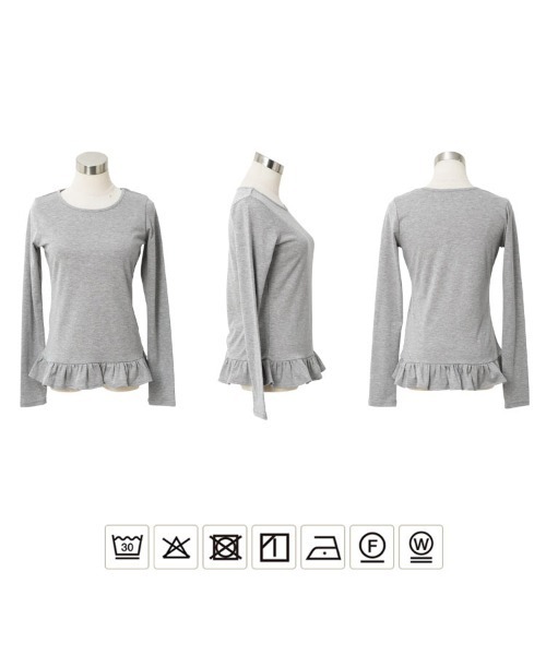 KOBE LETTUCE(コウベレタス)の「フリルヘムロンT(Tシャツ/カットソー・レディース・ブラック/グレー/オフホワイト・M)」の8枚目の写真