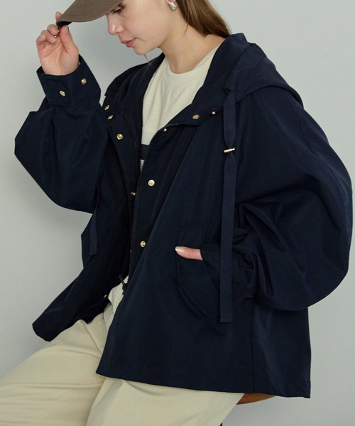 enhaut（アンオート）の「ウォッシュポリエステル マウンテンパーカー（マウンテンパーカー・レディース・ネイビー/アイボリー/ブラック・FREE）」の3枚目の写真