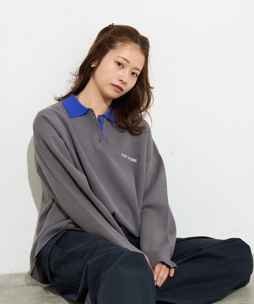 B-DAY STORE(ビーデイストア)の「【B-DAY STORE】バイカラーポロニット(ニット/セーター・レディース・ブルー/グレー・0)」の6枚目の写真