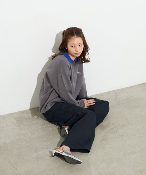 B-DAY STORE(ビーデイストア)の「【B-DAY STORE】バイカラーポロニット(ニット/セーター・レディース・ブルー/グレー・0)」の7枚目の写真