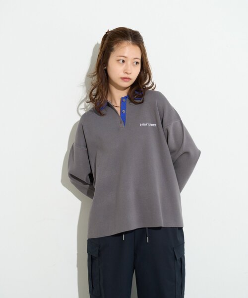 B-DAY STORE(ビーデイストア)の「【B-DAY STORE】バイカラーポロニット(ニット/セーター・レディース・ブルー/グレー・0)」の12枚目の写真