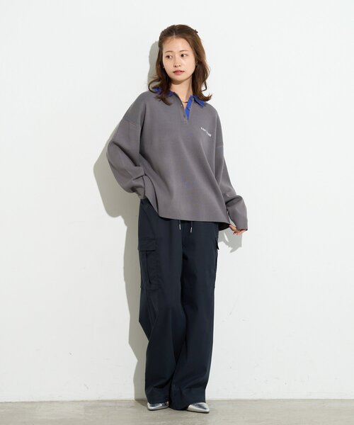 B-DAY STORE(ビーデイストア)の「【B-DAY STORE】バイカラーポロニット(ニット/セーター・レディース・ブルー/グレー・0)」の17枚目の写真