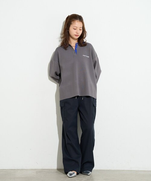 B-DAY STORE(ビーデイストア)の「【B-DAY STORE】バイカラーポロニット(ニット/セーター・レディース・ブルー/グレー・0)」の18枚目の写真