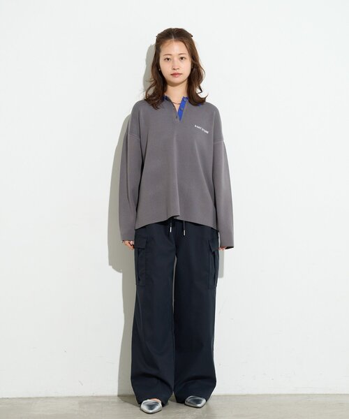 B-DAY STORE(ビーデイストア)の「【B-DAY STORE】バイカラーポロニット(ニット/セーター・レディース・ブルー/グレー・0)」の19枚目の写真