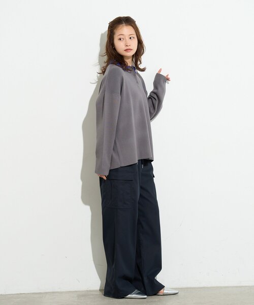 B-DAY STORE(ビーデイストア)の「【B-DAY STORE】バイカラーポロニット(ニット/セーター・レディース・ブルー/グレー・0)」の20枚目の写真