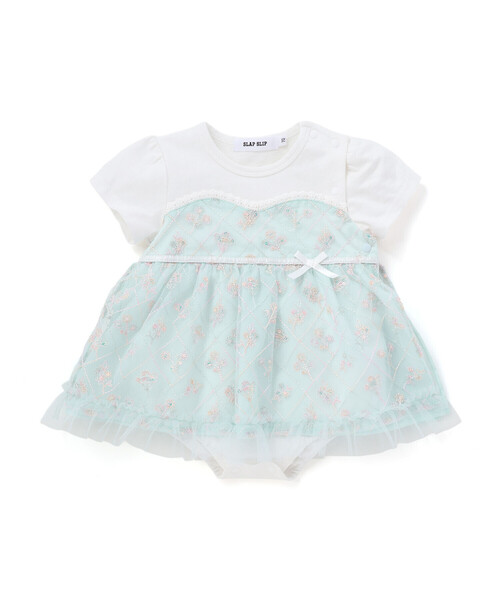 SLAP SLIP BABY（スラップスリップベビー）の「【お揃い】ビスチェ風ドッキング花チュールカバーオールベビー(70~80cm)（ロンパース・キッズ・ブルー系その他/ピンク系その他・70cm/80ｃｍ）」の4枚目の写真