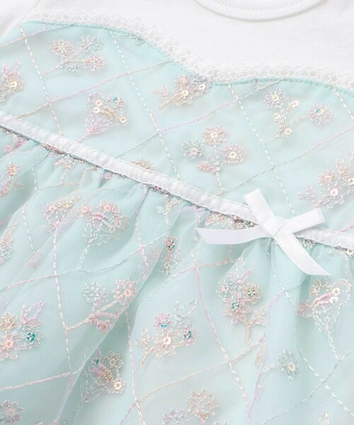 SLAP SLIP BABY（スラップスリップベビー）の「【お揃い】ビスチェ風ドッキング花チュールカバーオールベビー(70~80cm)（ロンパース・キッズ・ブルー系その他/ピンク系その他・70cm/80ｃｍ）」の6枚目の写真