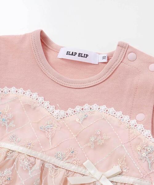 SLAP SLIP BABY（スラップスリップベビー）の「【お揃い】ビスチェ風ドッキング花チュールカバーオールベビー(70~80cm)（ロンパース・キッズ・ブルー系その他/ピンク系その他・70cm/80ｃｍ）」の9枚目の写真