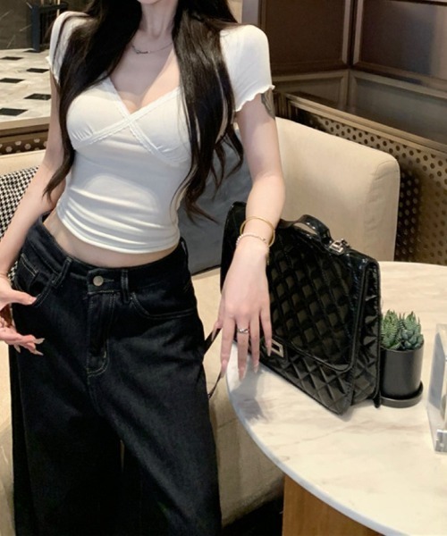 Ritzy(リッツィー)の「V ネック クロスレース T シャツ(Tシャツ/カットソー・レディース・ホワイト・M)」の14枚目の写真