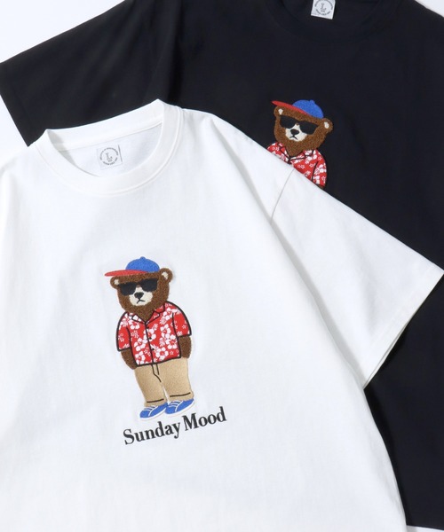 セール】Bear Embroidery Sweat Shirt/接触冷感 オーバーサイズ クマ