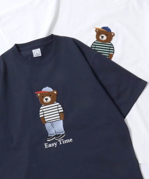 SITRY(シトリー)の「Bear Embroidery Sweat Shirt/接触冷感 オーバーサイズ クマ サガラ刺繍 半袖Tシャツ レディース メンズ(Tシャツ/カットソー・メンズ・ホワイト/ネイビー/ブラック/ホワイト系その他・L/M)」の4枚目の写真