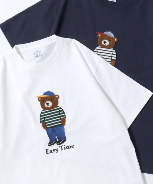 セール】Bear Embroidery Sweat Shirt/接触冷感 オーバーサイズ クマ