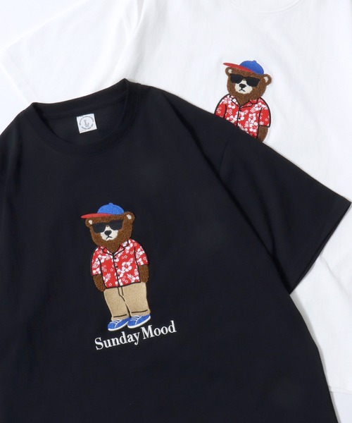 セール】Bear Embroidery Sweat Shirt/接触冷感 オーバーサイズ クマ