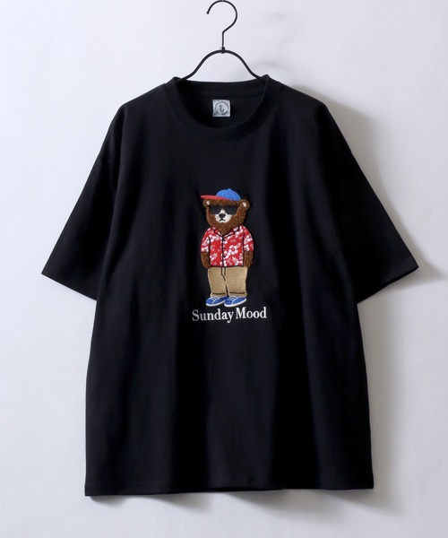 セール】Bear Embroidery Sweat Shirt/接触冷感 オーバーサイズ クマ