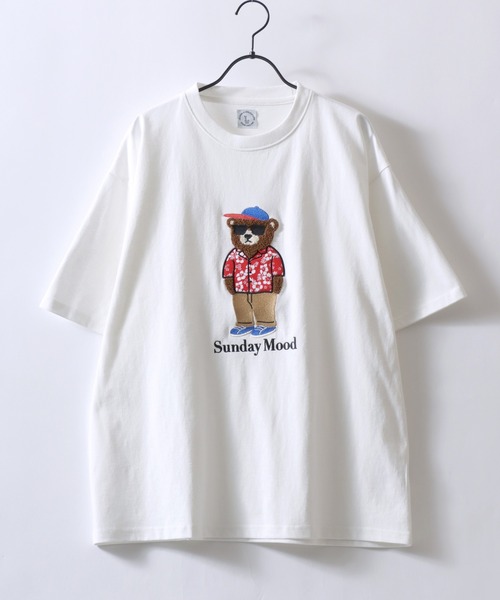 セール】Bear Embroidery Sweat Shirt/接触冷感 オーバーサイズ クマ
