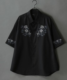 Flower Embroidery Shirt/花刺繍 ビッグシルエット 半袖シャツ