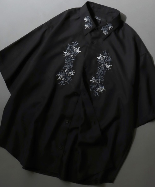 SITRY（シトリー）の「Flower Embroidery Shirt/花刺繍 ビッグシルエット 半袖シャツ（シャツ/ブラウス・メンズ・ホワイト/ホワイト系その他/ブラック/ブラック系その他・LL/M/L）」の17枚目の写真
