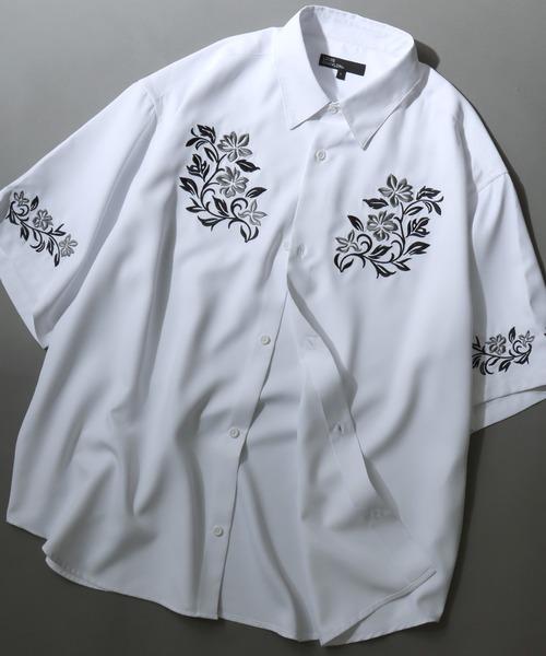 SITRY（シトリー）の「Flower Embroidery Shirt/花刺繍 ビッグシルエット 半袖シャツ（シャツ/ブラウス・メンズ・ホワイト/ホワイト系その他/ブラック/ブラック系その他・LL/M/L）」の18枚目の写真