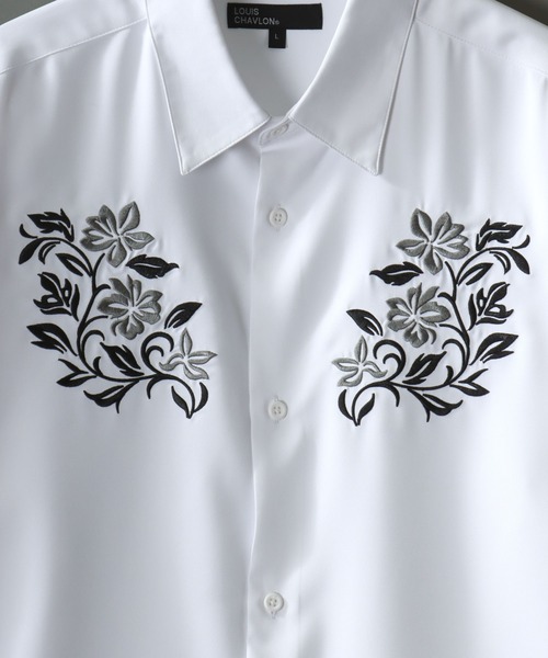 SITRY（シトリー）の「Flower Embroidery Shirt/花刺繍 ビッグシルエット 半袖シャツ（シャツ/ブラウス・メンズ・ホワイト/ホワイト系その他/ブラック/ブラック系その他・LL/M/L）」の10枚目の写真