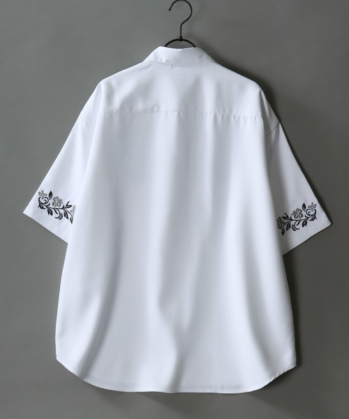 SITRY（シトリー）の「Flower Embroidery Shirt/花刺繍 ビッグシルエット 半袖シャツ（シャツ/ブラウス・メンズ・ホワイト/ホワイト系その他/ブラック/ブラック系その他・LL/M/L）」の9枚目の写真