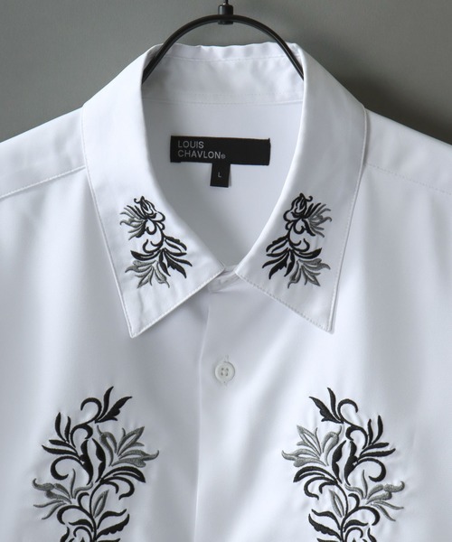 SITRY（シトリー）の「Flower Embroidery Shirt/花刺繍 ビッグシルエット 半袖シャツ（シャツ/ブラウス・メンズ・ホワイト/ホワイト系その他/ブラック/ブラック系その他・LL/M/L）」の6枚目の写真