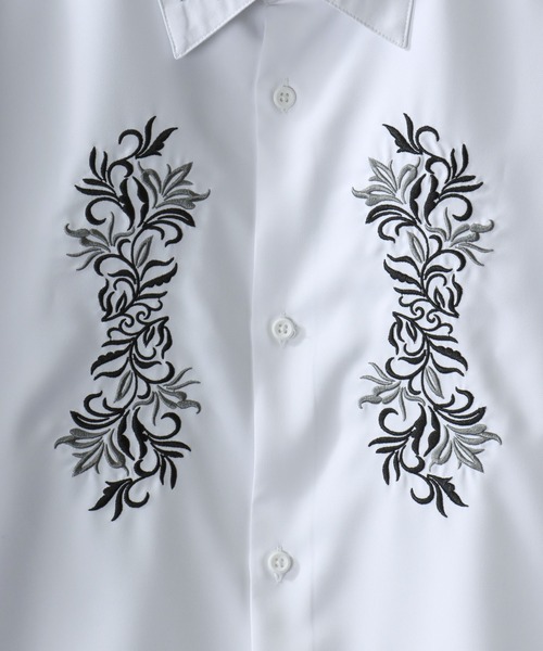 SITRY（シトリー）の「Flower Embroidery Shirt/花刺繍 ビッグシルエット 半袖シャツ（シャツ/ブラウス・メンズ・ホワイト/ホワイト系その他/ブラック/ブラック系その他・LL/M/L）」の7枚目の写真