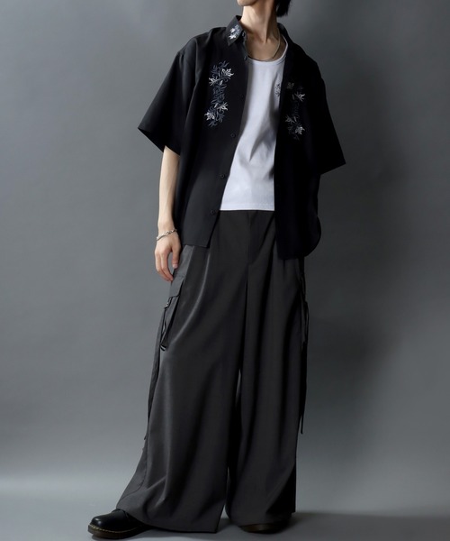 SITRY（シトリー）の「Flower Embroidery Shirt/花刺繍 ビッグシルエット 半袖シャツ（シャツ/ブラウス・メンズ・ホワイト/ホワイト系その他/ブラック/ブラック系その他・LL/M/L）」の21枚目の写真