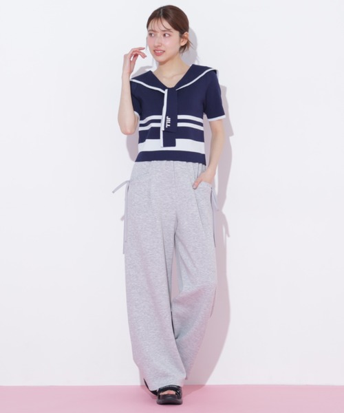 JILL by JILL STUART（ジルバイジルスチュアート）の「配色ビッグカラーニット（ニット/セーター・レディース・ネイビー/ホワイト系その他/レッド系その他・FREE）」の9枚目の写真