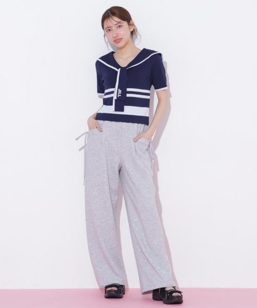 JILL by JILL STUART（ジルバイジルスチュアート）の「配色ビッグカラーニット（ニット/セーター・レディース・ネイビー/ホワイト系その他/レッド系その他・FREE）」の10枚目の写真