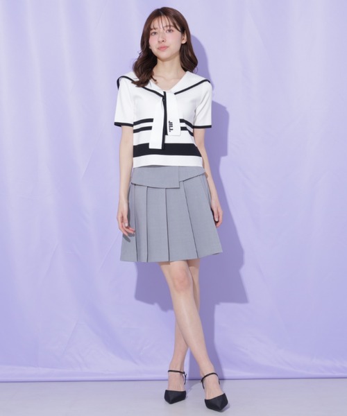 JILL by JILL STUART（ジルバイジルスチュアート）の「配色ビッグカラーニット（ニット/セーター・レディース・ネイビー/ホワイト系その他/レッド系その他・FREE）」の21枚目の写真
