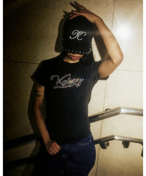 KEBOZ（ケボズ）の「W ICON RHINESTONE S/S TEE（Tシャツ/カットソー・レディース・ホワイト/オリーブ/ブラック・ONE SIZE）」の3枚目の写真
