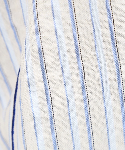 a.p.o.v.(エーピーオービー)の「a.p.o.v. ピンストライプライトコットンナンバリングデザインオーバーサイズベースボールシャツ(シャツ/ブラウス・メンズ・パープル/ホワイト・ONESIZE)」の13枚目の写真