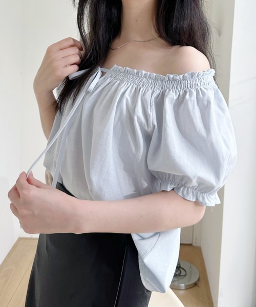 Ada.（エイダ）の「フロントリボン パフスリーブ Aラインチュニックブラウス（シャツ/ブラウス・レディース・イエロー/ホワイト/ブルー・FREE）」の12枚目の写真