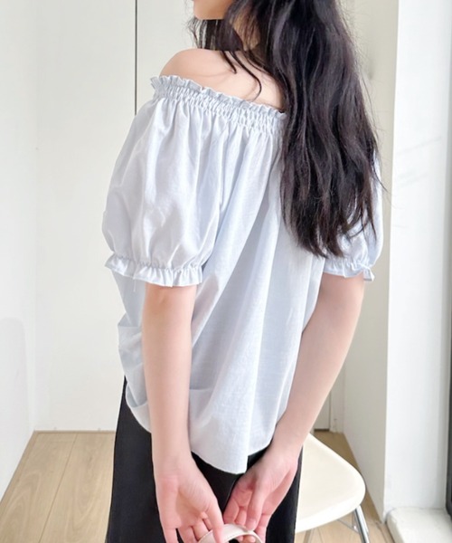 Ada.（エイダ）の「フロントリボン パフスリーブ Aラインチュニックブラウス（シャツ/ブラウス・レディース・イエロー/ホワイト/ブルー・FREE）」の13枚目の写真