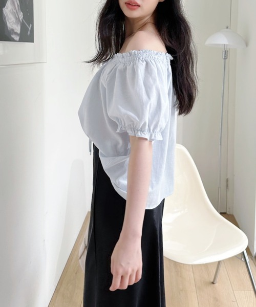 Ada.（エイダ）の「フロントリボン パフスリーブ Aラインチュニックブラウス（シャツ/ブラウス・レディース・イエロー/ホワイト/ブルー・FREE）」の21枚目の写真