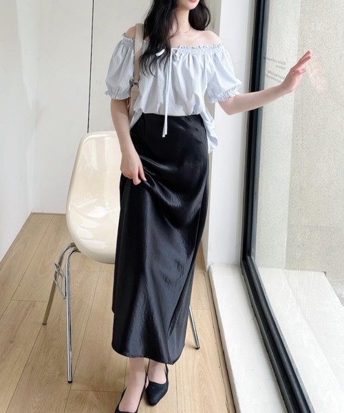 Ada.（エイダ）の「フロントリボン パフスリーブ Aラインチュニックブラウス（シャツ/ブラウス・レディース・イエロー/ホワイト/ブルー・FREE）」の14枚目の写真