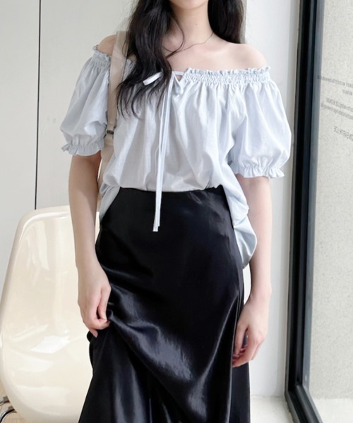 Ada.（エイダ）の「フロントリボン パフスリーブ Aラインチュニックブラウス（シャツ/ブラウス・レディース・イエロー/ホワイト/ブルー・FREE）」の20枚目の写真