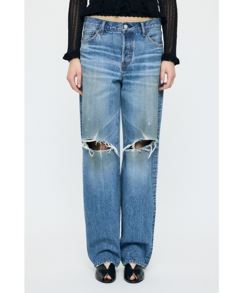 MIDRISE DAMAGED SLIM STRAIGHT（デニムパンツ）｜MOUSSY（マウジー