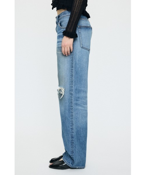 MOUSSY(マウジー)の「MIDRISE DAMAGED SLIM STRAIGHT(デニムパンツ・レディース・ブルー・0/1/2)」の9枚目の写真